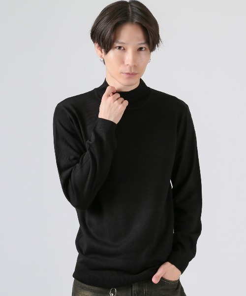 LUXSTYLE（ラグスタイル）の「カシミヤタッチハイネックニット（ニット/セーター・メンズ・ホワイト/ブラック/チャコールグレー・M/L/XL）」の4枚目の写真