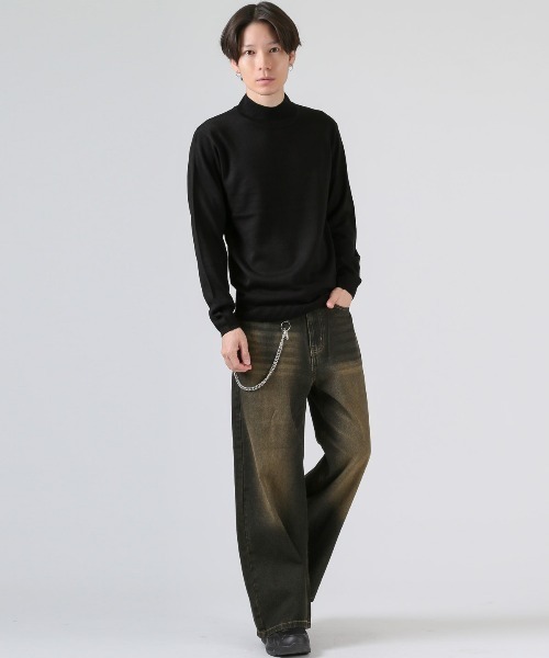 LUXSTYLE（ラグスタイル）の「カシミヤタッチハイネックニット（ニット/セーター・メンズ・ホワイト/ブラック/チャコールグレー・M/L/XL）」の5枚目の写真