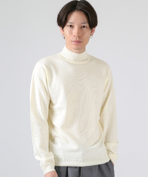 LUXSTYLE（ラグスタイル）の「カシミヤタッチハイネックニット（ニット/セーター・メンズ・ホワイト/ブラック/チャコールグレー・M/L/XL）」の6枚目の写真