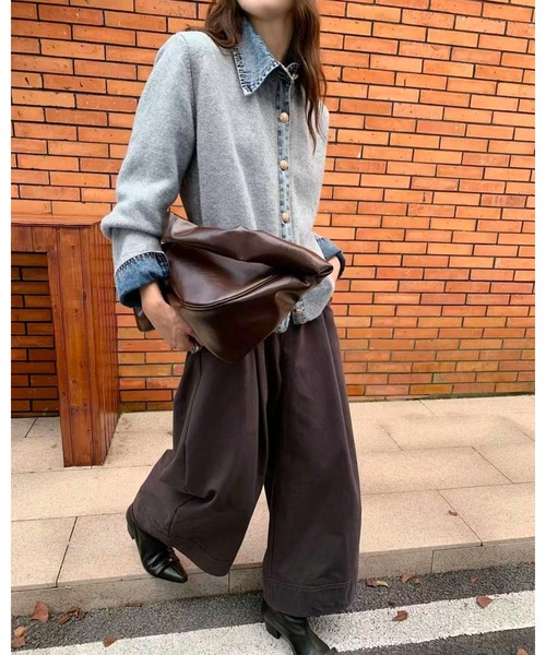 セール】デニム切り替えニットカーディガン（カーディガン/ボレロ