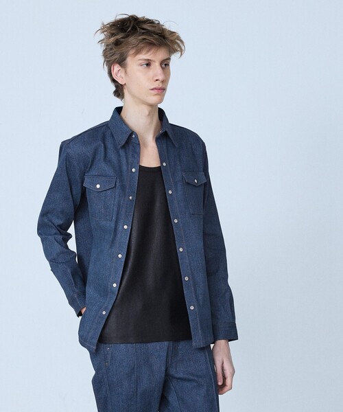 5351 POUR LES HOMMES（ゴーサンゴーイチプールオム）の「【セットアップ対応】長袖 デニムシャツ（シャツ/ブラウス・メンズ・インディゴブルー/ブラック・44/46/48/50）」の4枚目の写真