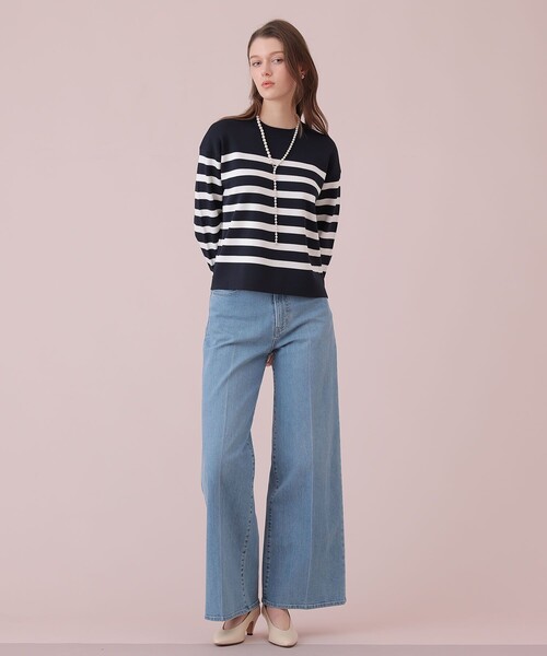 ANAYI(アナイ)の「ストレッチデニムワイドパンツ(その他パンツ・レディース・ホワイト/ブルー・38/36/34)」の4枚目の写真