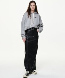 B QUIET（ビークワイエット）の「FAUX LEATHER SLIT MAXI SKIRTS_BLACK（スカート）」