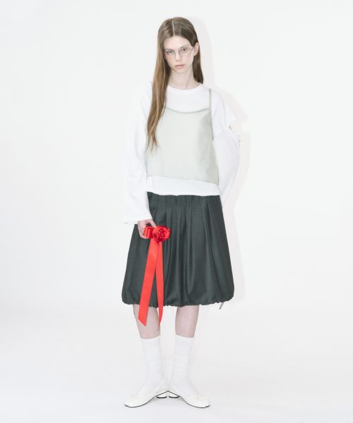 Pintuck Balloon skirt (Charcoal)