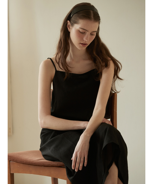 BEMUSE MANSION（ビミューズマンション）の「Ribbon point linen dress - Black（ワンピース・レディース・ブラック・FREE）」の2枚目の写真