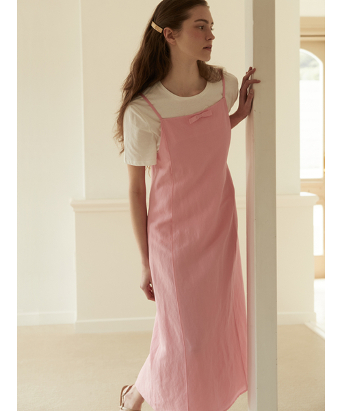 BEMUSE MANSION（ビミューズマンション）の「Ribbon point linen dress - Black（ワンピース・レディース・ブラック・FREE）」の4枚目の写真