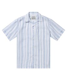 [コンフォート] クバンオープンカラーリネンキャンプシャツ (ブルーSP)