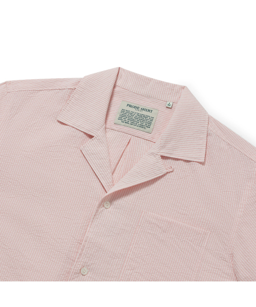 PRODESHIRT（プロデシャツ）の「[コンフォート] クバンオープンカラーカプリキャンプシャツ (ピンクストライプ)（シャツ/ブラウス・メンズ・その他・M/L/XL）」の3枚目の写真