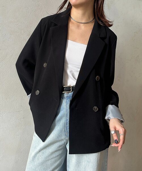 Thevon（ゼボン）の「裏配色テーラードジャケット（テーラードジャケット・レディース・ベージュ/ブラウン/ブラック・FREE）」の2枚目の写真