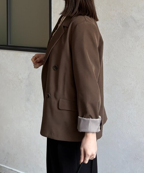 Thevon（ゼボン）の「裏配色テーラードジャケット（テーラードジャケット・レディース・ベージュ/ブラウン/ブラック・FREE）」の7枚目の写真