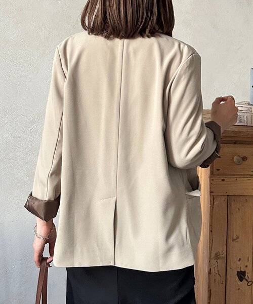 Thevon（ゼボン）の「裏配色テーラードジャケット（テーラードジャケット・レディース・ベージュ/ブラウン/ブラック・FREE）」の15枚目の写真