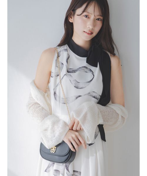 SNIDEL（スナイデル）の「リボンディテールカーデセットワンピース（ワンピース・レディース・ライトピンク/ライトブルー/ブラウン/オフホワイト・1/0）」の7枚目の写真