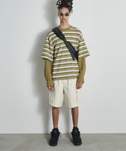 BLANK HOTEL（ブランクホテル）の「Painted Ripstop Easy Cargo Short Pants / ペイントカーゴイージーショートパンツ（カーゴパンツ・メンズ・ブラック/アイボリー・L/M/S）」の2枚目の写真