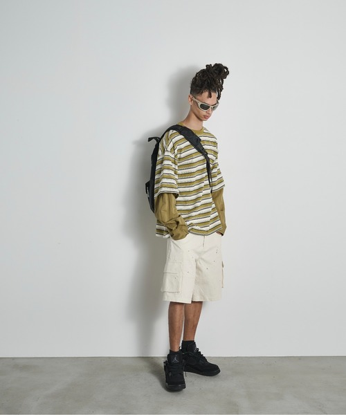 BLANK HOTEL（ブランクホテル）の「Painted Ripstop Easy Cargo Short Pants / ペイントカーゴイージーショートパンツ（カーゴパンツ・メンズ・ブラック/アイボリー・L/M/S）」の17枚目の写真