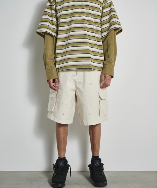 BLANK HOTEL（ブランクホテル）の「Painted Ripstop Easy Cargo Short Pants / ペイントカーゴイージーショートパンツ（カーゴパンツ・メンズ・ブラック/アイボリー・L/M/S）」の22枚目の写真
