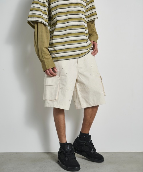 BLANK HOTEL（ブランクホテル）の「Painted Ripstop Easy Cargo Short Pants / ペイントカーゴイージーショートパンツ（カーゴパンツ・メンズ・ブラック/アイボリー・L/M/S）」の21枚目の写真