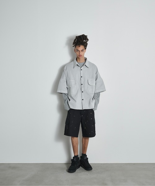 BLANK HOTEL（ブランクホテル）の「Painted Ripstop Easy Cargo Short Pants / ペイントカーゴイージーショートパンツ（カーゴパンツ・メンズ・ブラック/アイボリー・L/M/S）」の3枚目の写真