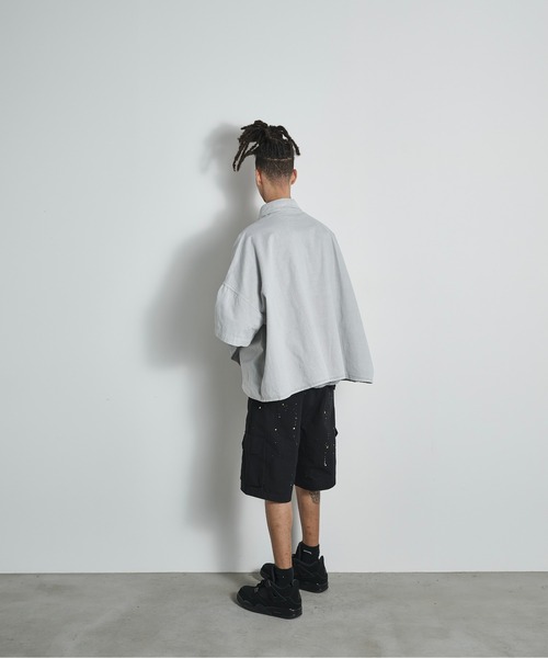 BLANK HOTEL（ブランクホテル）の「Painted Ripstop Easy Cargo Short Pants / ペイントカーゴイージーショートパンツ（カーゴパンツ・メンズ・ブラック/アイボリー・L/M/S）」の5枚目の写真