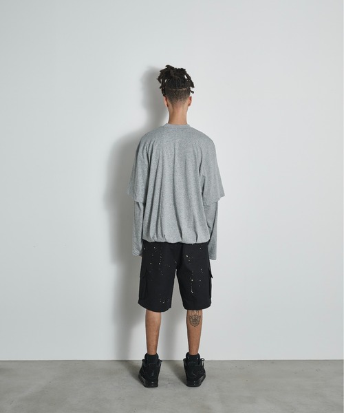BLANK HOTEL（ブランクホテル）の「Painted Ripstop Easy Cargo Short Pants / ペイントカーゴイージーショートパンツ（カーゴパンツ・メンズ・ブラック/アイボリー・L/M/S）」の7枚目の写真