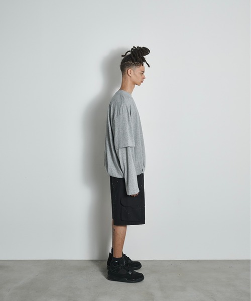 BLANK HOTEL（ブランクホテル）の「Painted Ripstop Easy Cargo Short Pants / ペイントカーゴイージーショートパンツ（カーゴパンツ・メンズ・ブラック/アイボリー・L/M/S）」の8枚目の写真