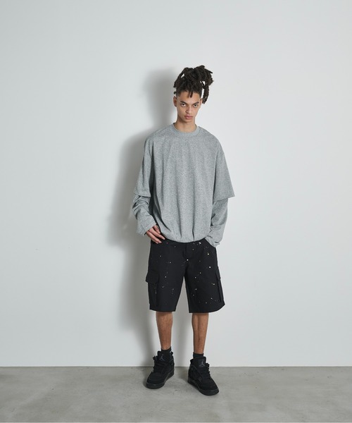 BLANK HOTEL（ブランクホテル）の「Painted Ripstop Easy Cargo Short Pants / ペイントカーゴイージーショートパンツ（カーゴパンツ・メンズ・ブラック/アイボリー・L/M/S）」の6枚目の写真