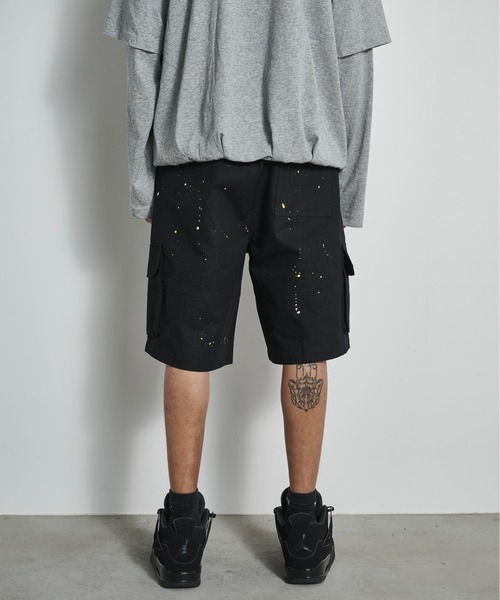 BLANK HOTEL（ブランクホテル）の「Painted Ripstop Easy Cargo Short Pants / ペイントカーゴイージーショートパンツ（カーゴパンツ・メンズ・ブラック/アイボリー・L/M/S）」の11枚目の写真