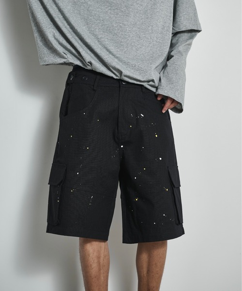 BLANK HOTEL（ブランクホテル）の「Painted Ripstop Easy Cargo Short Pants / ペイントカーゴイージーショートパンツ（カーゴパンツ・メンズ・ブラック/アイボリー・L/M/S）」の12枚目の写真