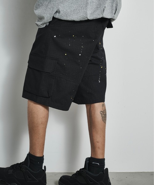 BLANK HOTEL（ブランクホテル）の「Painted Ripstop Easy Cargo Short Pants / ペイントカーゴイージーショートパンツ（カーゴパンツ・メンズ・ブラック/アイボリー・L/M/S）」の14枚目の写真