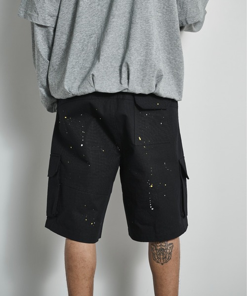 BLANK HOTEL（ブランクホテル）の「Painted Ripstop Easy Cargo Short Pants / ペイントカーゴイージーショートパンツ（カーゴパンツ・メンズ・ブラック/アイボリー・L/M/S）」の15枚目の写真