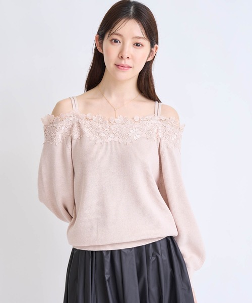 NOELA(ノエラ)の「オフショルレーストリムニット(ニット/セーター・レディース・グレー/オフホワイト/ピンク・フリー)」の19枚目の写真