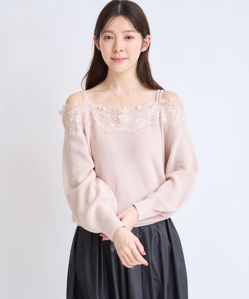 NOELA(ノエラ)の「オフショルレーストリムニット(ニット/セーター・レディース・グレー/オフホワイト/ピンク・フリー)」の20枚目の写真