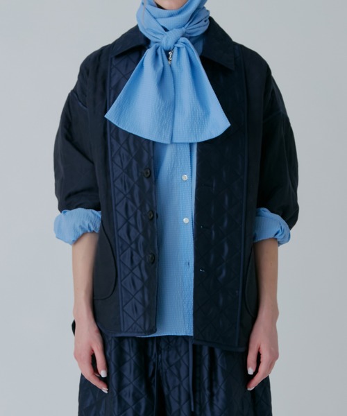 LE CIEL BLEU（ルシェルブルー）の「シャイニーキルテッドシャツジャケット / Shiny Quilted Shirt Jacket（シャツ/ブラウス・レディース・ネイビー/ホワイト・36）」の17枚目の写真