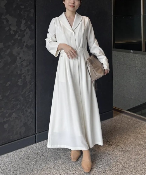 anuans（アニュアンス）の「【XSサイズあり】ダブルサテングレースワンピース（ワンピース・レディース・ネイビー/サックスブルー/ホワイト系その他4・XS/S/M）」の2枚目の写真