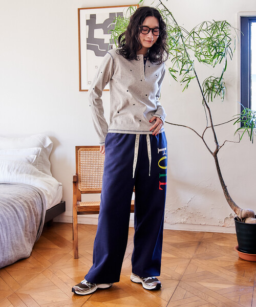 セール】ミニハート刺繍 ヘンリーネック ロンT（Tシャツ/カットソー