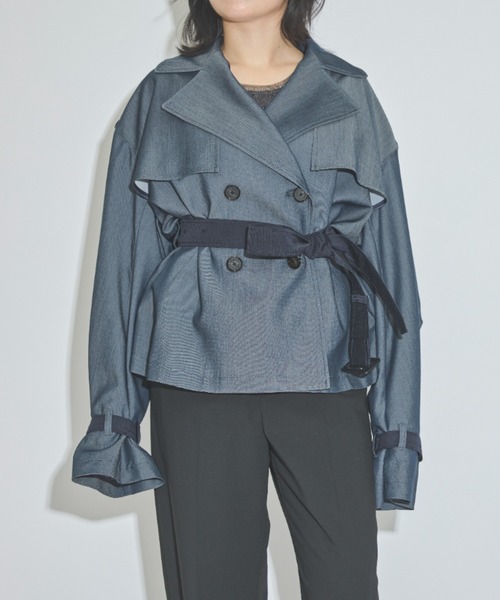 LOVELESS（ラブレス）の「ブロッキングショートトレンチ（トレンチコート・レディース・ブルー系その他7・36/34）」の20枚目の写真