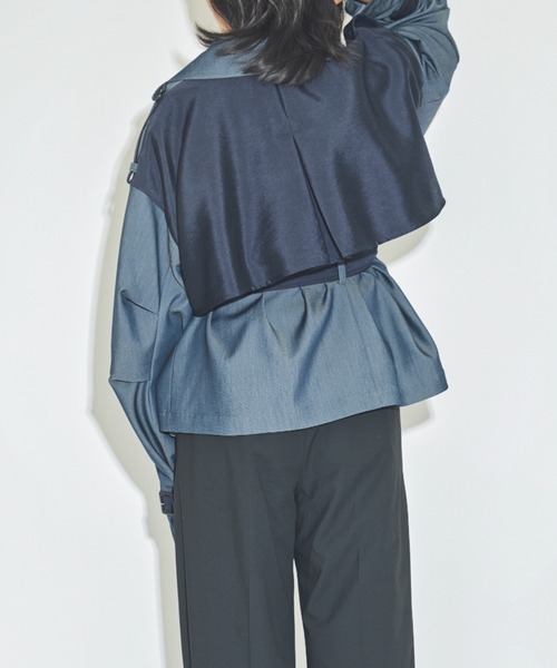 LOVELESS（ラブレス）の「ブロッキングショートトレンチ（トレンチコート・レディース・ブルー系その他7・36/34）」の22枚目の写真