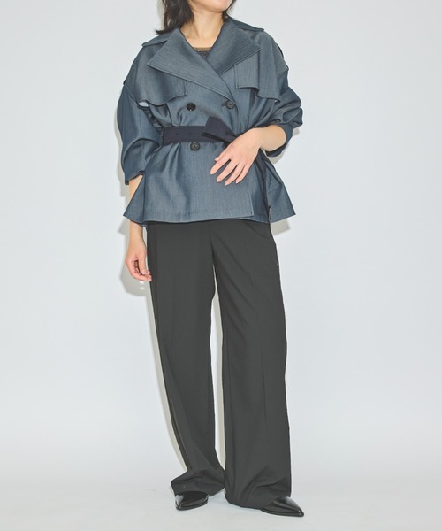 LOVELESS（ラブレス）の「ブロッキングショートトレンチ（トレンチコート・レディース・ブルー系その他7・36/34）」の2枚目の写真