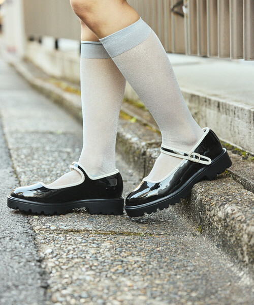 FREAK'S STORE(フリークスストア)の「晴雨兼用 チャンキー メリージェーン/ストラップ付 フラットシューズ(バレエシューズ・レディース・シルバー/その他/ブラック/レオパード/その他2・36/35/39/38/37)」の1枚目の写真