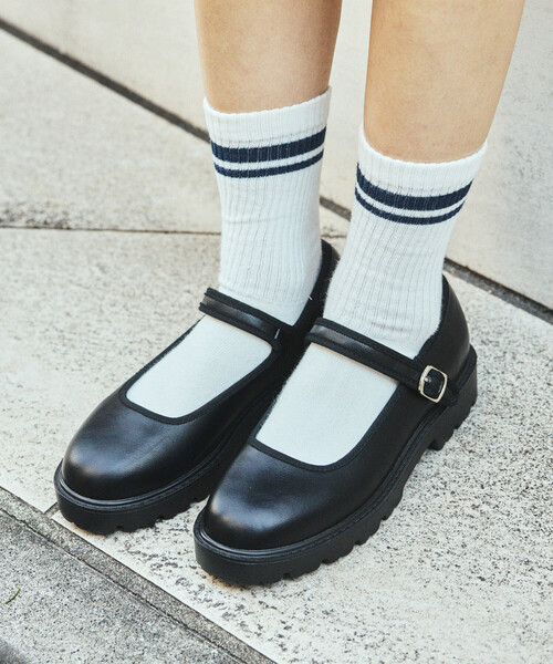 FREAK'S STORE(フリークスストア)の「晴雨兼用 チャンキー メリージェーン/ストラップ付 フラットシューズ(バレエシューズ・レディース・シルバー/その他/ブラック/レオパード/その他2・36/35/39/38/37)」の12枚目の写真