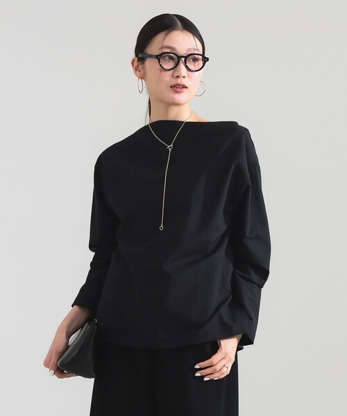 Demi-Luxe BEAMS(デミルクス ビームス)の「【6/11値下げ】ボートネック ロングスリーブ カットソー(Tシャツ/カットソー・レディース・ブラック/イエロー系その他2/ホワイト・ONE SIZE)」の2枚目の写真