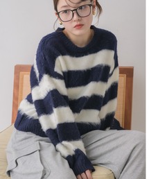 RETRO GIRL | モヘアタッチボーダーNT(ニット/セーター)