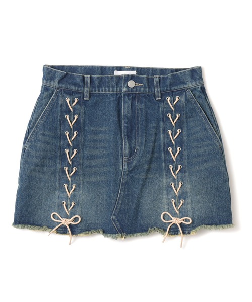 atmos pink Lace-up Denim Mini Skirt / アトモス ピンク レースアップ デニム ミニ スカート