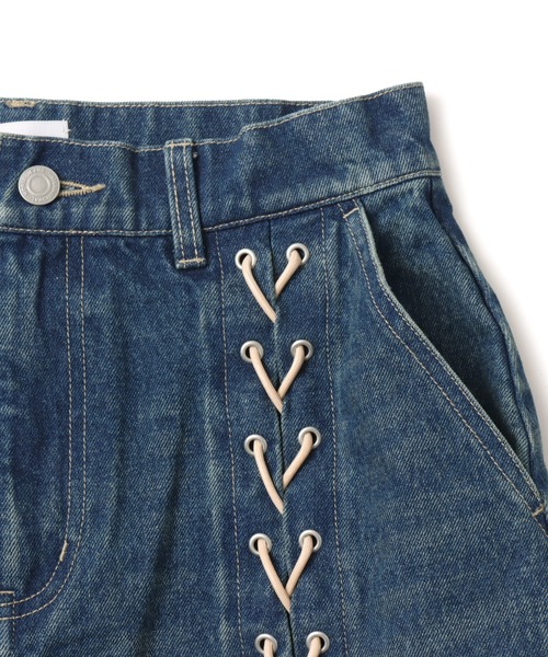 atmos pink(アトモスピンク)の「atmos pink Lace-up Denim Mini Skirt / アトモス ピンク レースアップ デニム ミニ スカート(スカート・レディース・ブルー/ブラック・S/M)」の7枚目の写真