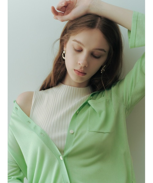 FRAY I.D（フレイアイディー）の「シルクブレンドハイネックノースリリブニット／ウォッシャブル（ニット/セーター・レディース・アイボリー/グリーン/ピンク/ネイビー・F）」の17枚目の写真