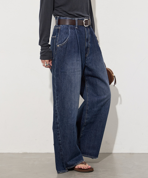 JOURNAL STANDARD（ジャーナルスタンダード）の「《追加》2タックワイドデニムパンツ（デニムパンツ・レディース・サックスブルー/ブルー系その他・36/38）」の4枚目の写真