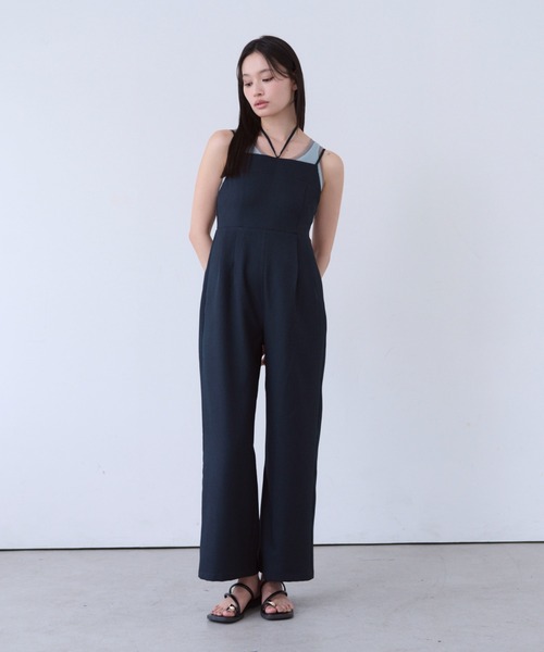 SOYEN(ソイエン)の「2WAYネックストラップデザインワイドロンパース/セットアップ可(つなぎ/オールインワン・レディース・ブラウン/ネイビー・F)」の14枚目の写真