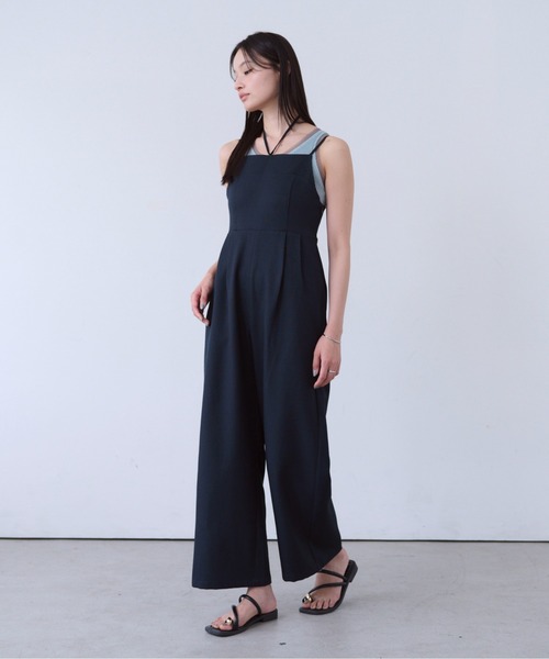 SOYEN(ソイエン)の「2WAYネックストラップデザインワイドロンパース/セットアップ可(つなぎ/オールインワン・レディース・ブラウン/ネイビー・F)」の21枚目の写真