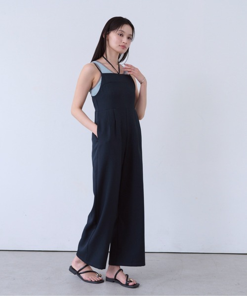 SOYEN(ソイエン)の「2WAYネックストラップデザインワイドロンパース/セットアップ可(つなぎ/オールインワン・レディース・ブラウン/ネイビー・F)」の8枚目の写真