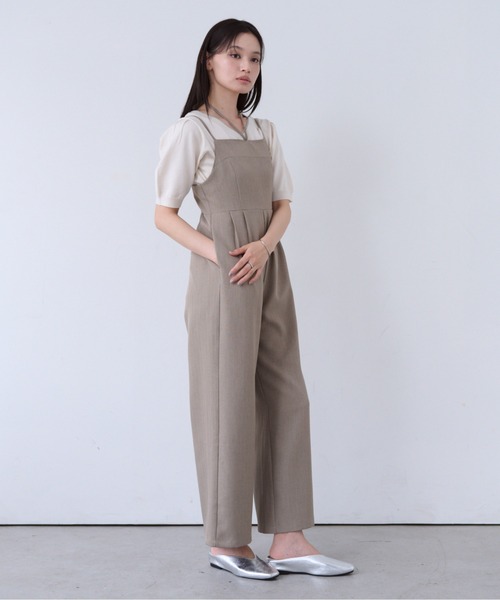 SOYEN(ソイエン)の「2WAYネックストラップデザインワイドロンパース/セットアップ可(つなぎ/オールインワン・レディース・ブラウン/ネイビー・F)」の6枚目の写真