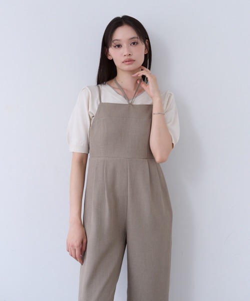 SOYEN(ソイエン)の「2WAYネックストラップデザインワイドロンパース/セットアップ可(つなぎ/オールインワン・レディース・ブラウン/ネイビー・F)」の4枚目の写真